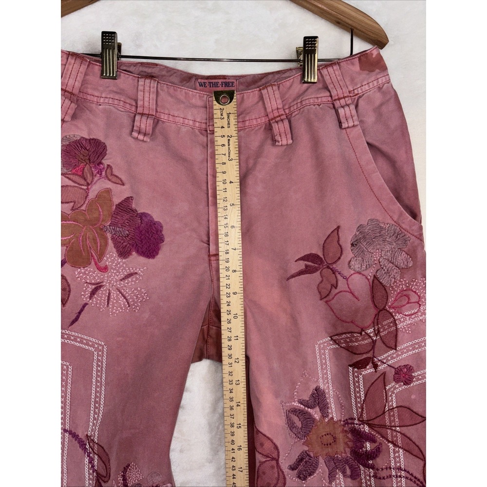 Free People We The Free Electric Sands Floral Embroidered Cropped Pants 8 Auburn - Picture 7 of 13